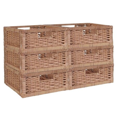 Niche Niche HBTOTE066PKWNT Niche Cubo Half-Size Foldable Wicker Storage Basket; Natural - Set of 6 HBTOTE066PKWNT